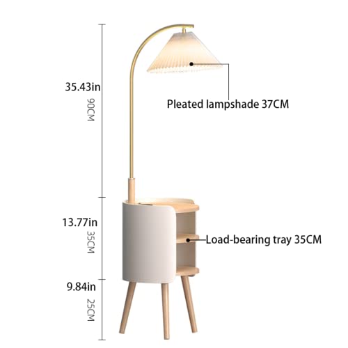 EESHHA Floor Lamp with Cabinet Nordic Minimalist Living Room Lamp - Wood LED Standing Light