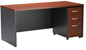 Bush Business Furniture Series C Office Desk with Mobile File Cabinet, 66W x 30D, Hansen Cherry