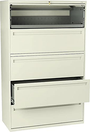 HON 795LL 700 Series Lateral File Cabinet with Roll-Out & Posting Shelves, 42w, Putty
