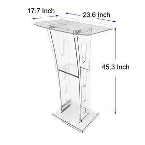 INTBUYING 45IN Acrylic Plexiglass Conference Pulpit Podium Stand Floor-Standing Clear