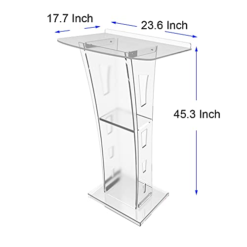 INTBUYING 45IN Acrylic Plexiglass Conference Pulpit Podium Stand Floor-Standing Clear
