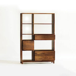 NASTYA Vertical Bookshelf with Drawers - Retro Home Office Decorative Rack