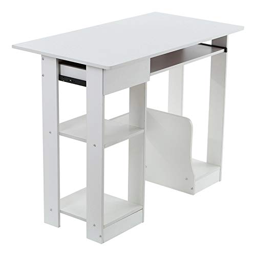 Gosuguu Minimalist Desktop Computer Desk, Gaming Desk with Storage Shelves/Keyboard Tray/Monitor Stand Study Table for Home Office, Small Desk Study Writing Table Simple PC Desk, Space Saving