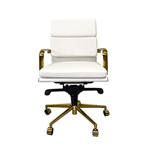 UsmAsk Executive Office Chair - White Swivel Mid Back Managerial Desk Chair