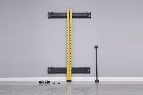 HulkFit Wall Mounted Power Cage with Adjustable Pullup Bar and Free J-Hooks - Yellow