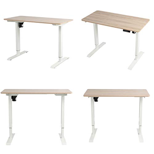 Noskatu Electric Height Adjustable Standing Desk, 48 x 24 inches Full Sit Stand Home Office Desk Workstation for Dual Monitors and Laptop (White Frame+Light Wood Top)