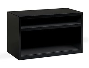 Hirsh Industries 36 Inch Wide Metal Lateral Cabinet with Open Shelves, Black