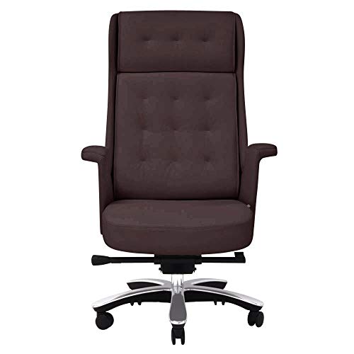Rockefeller Genuine Leather Aluminum Base High Back Executive Chair - Dark Brown