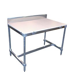 PVIFS Aluminum I Frame Utility Table with Back Splash and Poly Top - 34" H x 96" W x 30" D