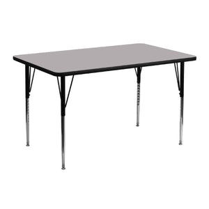 Flash Furniture 24''W x 48''L Rectangular Grey Thermal Laminate Activity Table - Standard Height Adjustable Legs