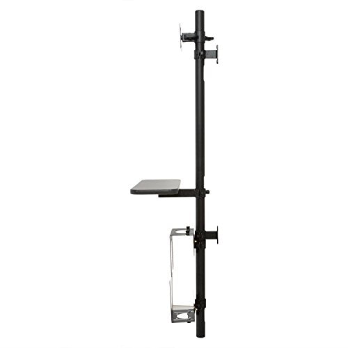 Versa Tables Black Adjustable Flat Wall Mounted Computer Workstation with Universal Monitor Mount and Keyboard Tray