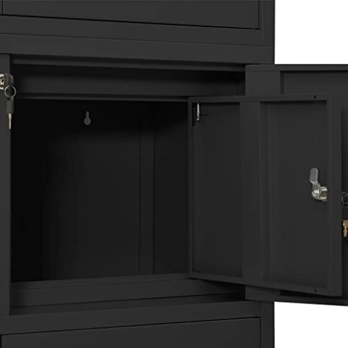 QZZCED Office Cabinet with Lockable Doors, Anthracite Steel, 35.4"x15.7"x70.9