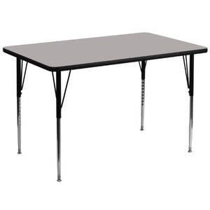 Flash Furniture 36''W x 72''L Rectangular Grey HP Laminate Activity Table - Standard Height Adjustable Legs