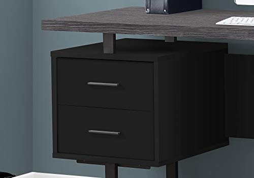 Monarch Specialties I I 7415 DESK-60 L Grey TOP Metal Computer Desk, Black