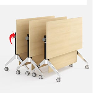 NaLoRa Flip Top Mobile Training Table with Modesty, Storage & Lockable Wheels, Modern Rectangular Folding Boardroom Desk (Color: A, Size: 120 * 60 * 75cm)