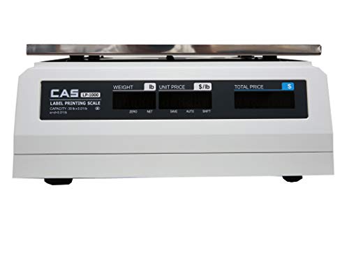 CAS LP-1000N Label Printing Scale Legal for Trade , 30 x 0.01 lb with a FREE 1 case CAS LST-8010 UPC Label, 58 x 40 mm
