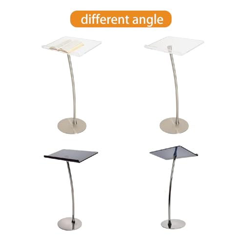 BAYTEWJX Portable Silver Curved Acrylic Podium Stand