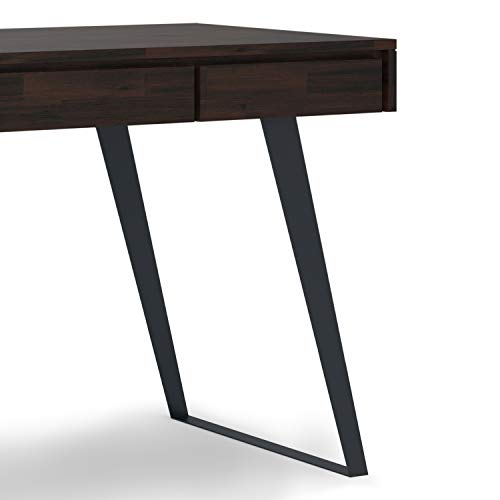 SIMPLIHOME Lowry SOLID WOOD and Metal Modern Industrial 54 inch Wide Home Office Desk, Writing Table, Workstation, Study Table Furniture in Distressed Golden Wheat with 2 Drawerss