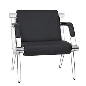 Worldrich Office Reception Chairs Waiting Room Chairs for Salon Barber Bench Airport Bank Hall Visitor Guest Black PU Leather 1 Seat Sofa