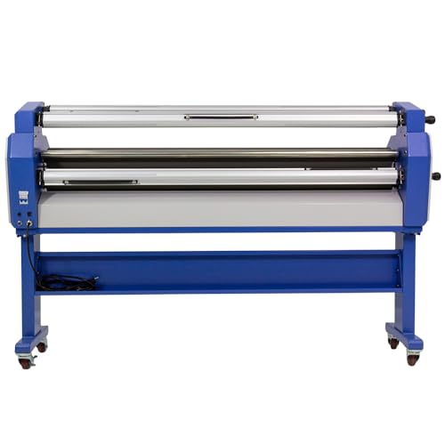 POVOKICI 55in Full-auto Wide Format Cold Laminator 110V Heat Assisted Roll to Roll Large Format Laminating Machine with Trimmer