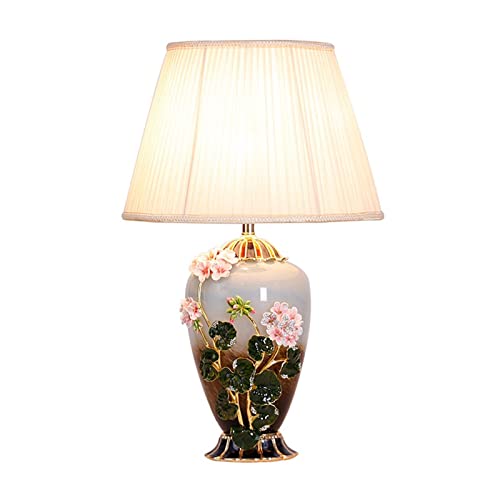 WAOCEO Traditional Ceramic Table Lamp 24.4 Inch Classical Enamel Color Craft Bedside Lamp