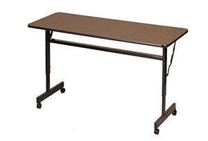 Correll EconoLine Flip Top Table, 24" x 48", Adjustable Height, Walnut Melamine Top