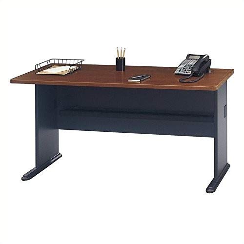 Bush Business Furniture Series A 60W Desk with 27W Corner Connector in Hansen Cherry