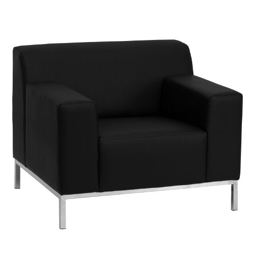 Flash Furniture HERCULES Definity Series Contemporary Black Leather Chair with Stainless Steel Frame
