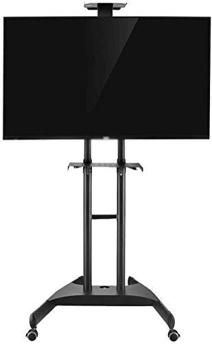 TV Rack Furniture Mobile TV Cart with Mount, 32-65 Inch Flat Display Height Adjustable, Caster, 2 Shelves, Full Motion