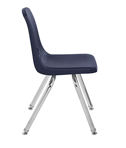 Factory Direct Partners - 10364-NV -10364 14" School Stack Chair, Stacking Student Seat with Chromed Steel Legs and Nylon Swivel Glides; for in-Home Learning or Classroom - Navy (6-Pack)