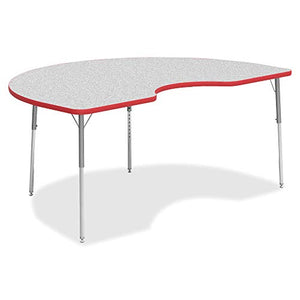 Lorell Classroom Kidney Shaped Activity Tabletop Table Top, Gray Nebula,High Pressure Laminate (HPL),Red