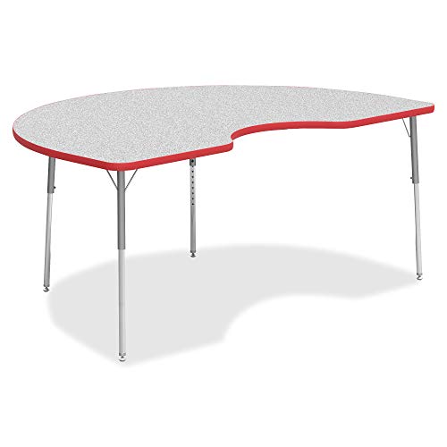 Lorell Classroom Kidney Shaped Activity Tabletop Table Top, Gray Nebula,High Pressure Laminate (HPL),Red