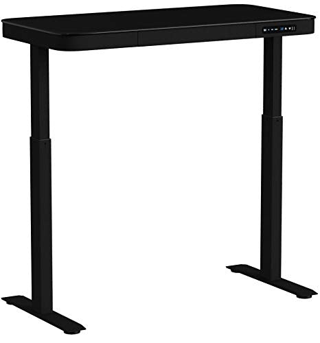 Seville Classics airLIFT Computer Desk Table, 47" Height Adjustable, Tempered Black Glass