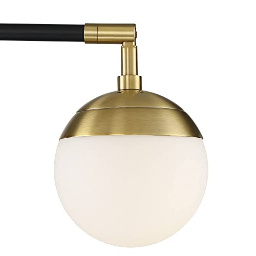 Possini Euro Design Rayne Modern Mid Century Arc Floor Lamp 3-Light LED 72" Tall Warm Gold Black Frosted Glass Globe