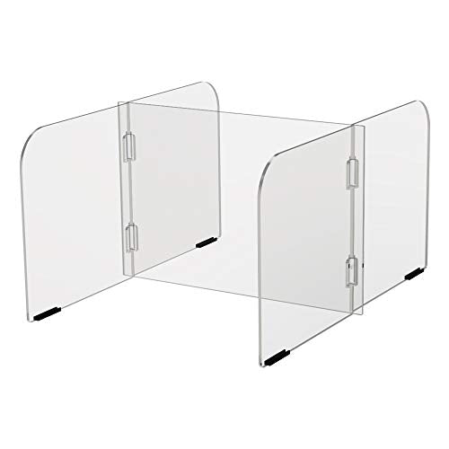 Angeles ANG4005 4-Zone Sneeze Guard for 60"x30" Tables, Student/Kids Clear Acrylic Desk Dividers, Portable Preschool/Classroom/Daycare Protective Shield