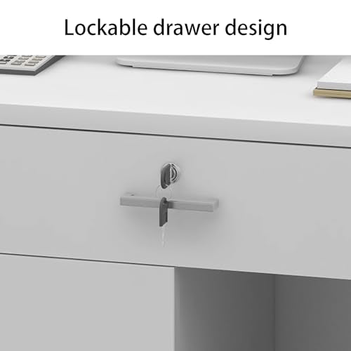 BBAUER Reception Desk with Counter and Lockable Drawers
