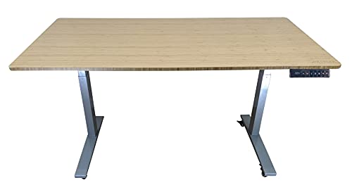 Rise UP Dual Motor Electric Standing Desk 60x30" Bamboo Desktop Premium Ergonomic Adjustable Height sit Stand up Home Office Computer Desk Table Motorized Powered Modern Furniture Small Standup