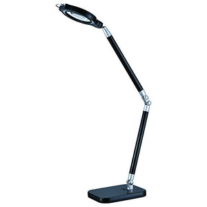 BLACK+DECKER PureOptics Summit Zoom Magnifier 10W Flicker-Free Natural Daylight LED Desk Lamp, 5-Diopter Lens, USB Port, 6 Dimming Levels (416 Lumens), Black (LED10ARCMAG-BLK)