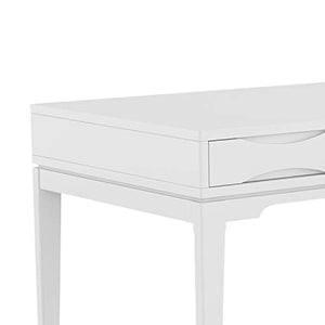 SIMPLIHOME Harper SOLID WOOD Mid Century Modern 60 inch Wide Home Office Desk, Writing Table, Workstation, Study Table Furniture in White with 2 Drawerss