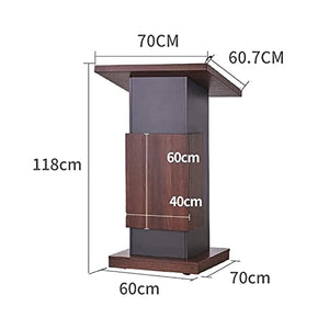 Npeeson Portable Podium Stand with Locking Wheels and Adjustable Microphone Stand - Brown