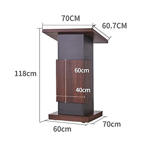AZBROW Portable Podium with Locking Wheels, Wooden Conference Room Lecture Desk, 60 * 70 * 118 CM (Brown)