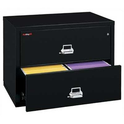 FireKing Fireproof 2-Drawer Lateral File - Black Finish, Manipulation-Proof Comb. Lock