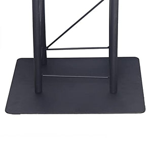 BINELUCOLU Metal Podium Stand, Black Curved Pulpit Lectern with Storage Holder - Ideal for Speeches, Churches, and Ceremonies