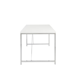 Eurø Style Gilbert High Gloss Lacquered Top Desk with Chromed Steel Frame, White
