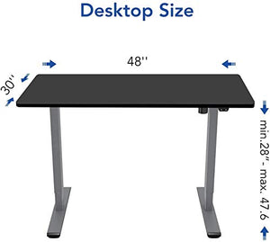 Flexispot Electric Height Adjustable Desk with Desktop, 48 x 30 Inches, Standing Desk Stand Up Desk Workstation Classic (Silver Frame + 48 in Black Top)