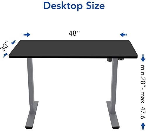 Flexispot Electric Height Adjustable Desk with Desktop, 48 x 30 Inches, Standing Desk Stand Up Desk Workstation Classic (Silver Frame + 48 in Black Top)