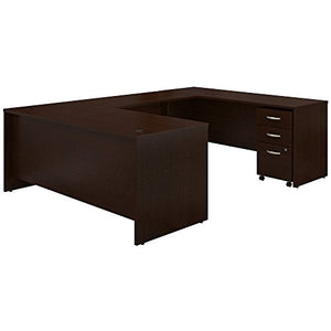 Bush Business Furniture Series C 72W x 30D U Shaped Desk with Mobile File Cabinet in Mocha Cherry