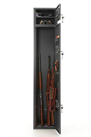 Buffalo 1520 Two Doors Gun Rifle Shotgun Metal Security Cabinet Safe Storage with Separate Lock Box for Handguns Ammo