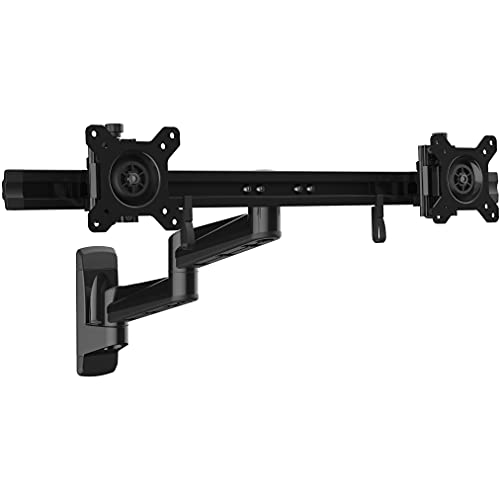 StarTech.com Wall Mount Dual Monitor Arm Articulating Ergonomic VESA Wall Mount for 2X 24 Displays Synchronized Adjustable Crossbar Tilt/Swivel/Rotate- Double Screen Mount Bracket
