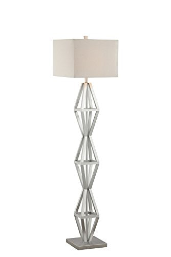 Catalina Lighting  20613-000 Maddox Silver Floor Lamp with White Rectangle Shade